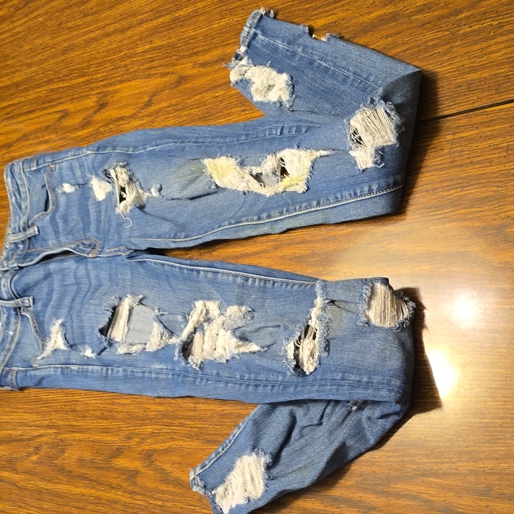 American Eagle high rise ripped jeans